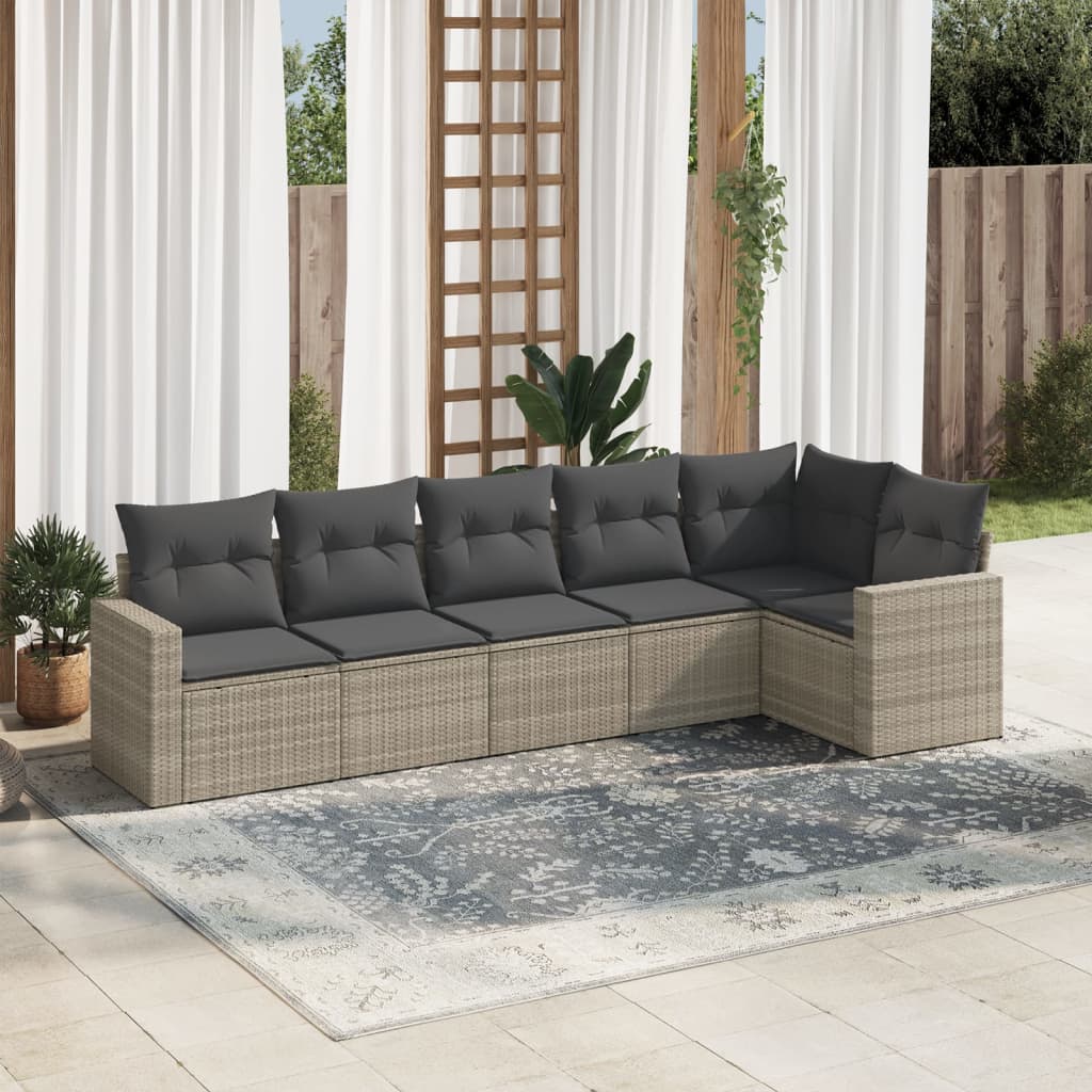 6-dijelni set vrtnih sofa od poliratana s jastucima svjetlosivi