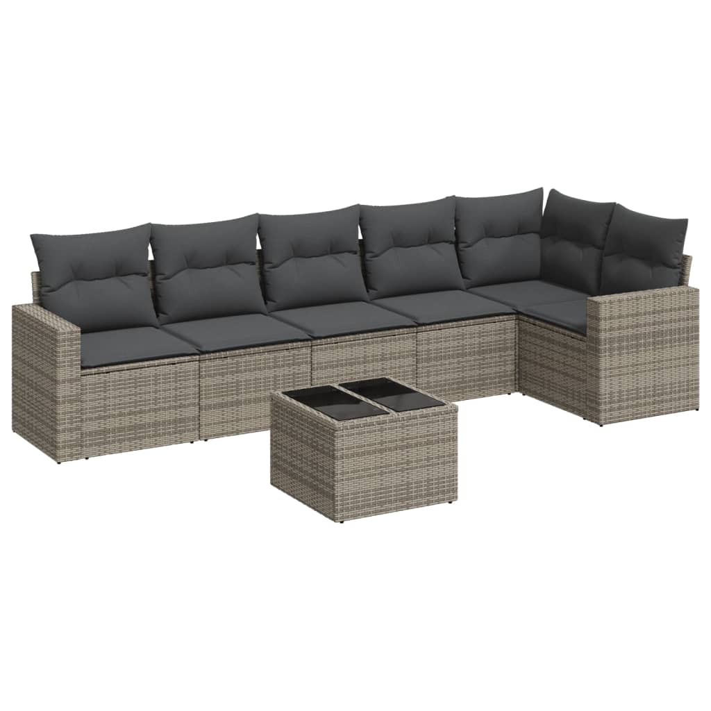 7-dijelni set vrtnih sofa sivi od poliratana