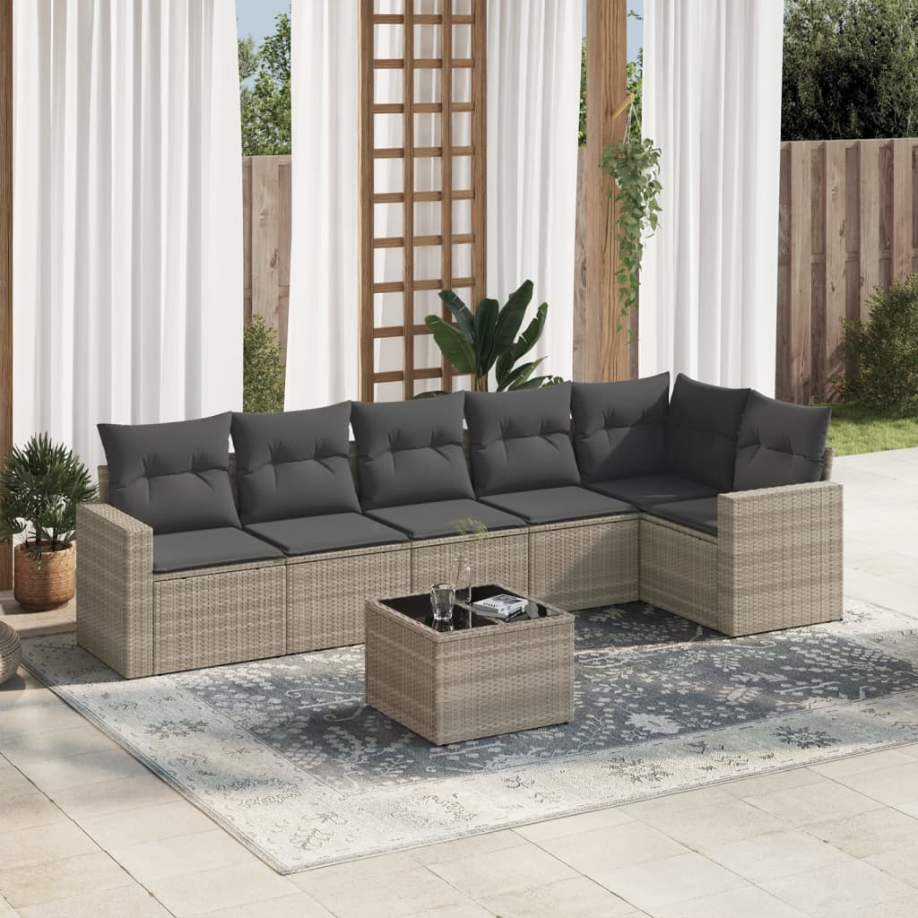 7-dijelni set vrtnih sofa svjetlosivi od poliratana