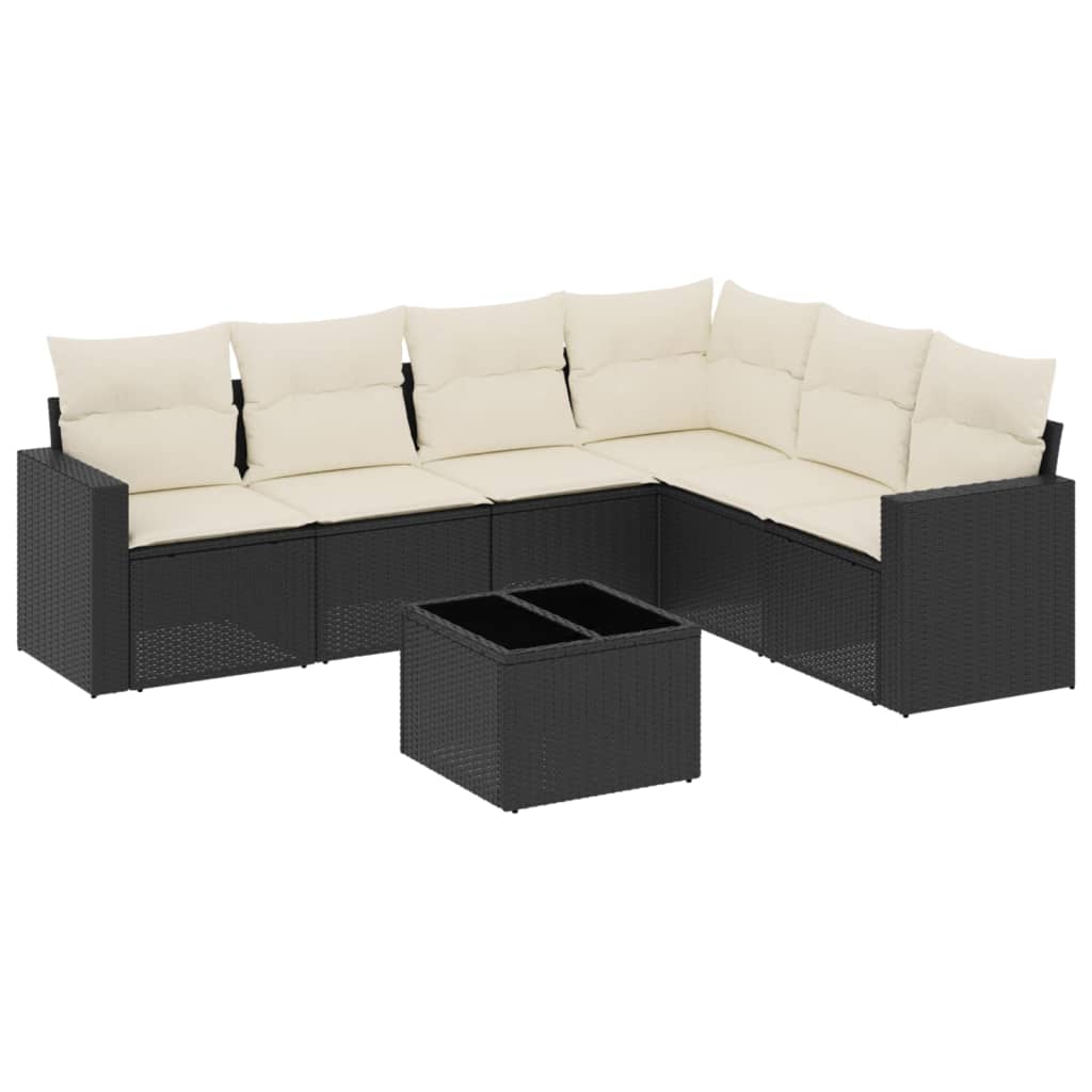 7-dijelni set vrtnih sofa od poliratana s jastucima crni
