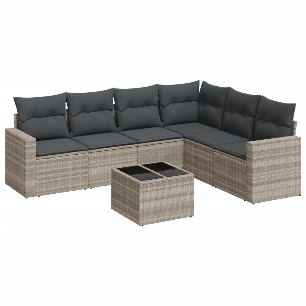 7-dijelni set vrtnih sofa svjetlosivi od poliratana