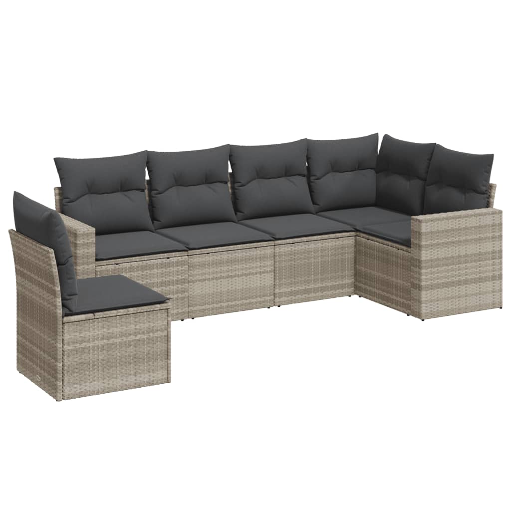 6-dijelni set vrtnih sofa od poliratana s jastucima svjetlosivi