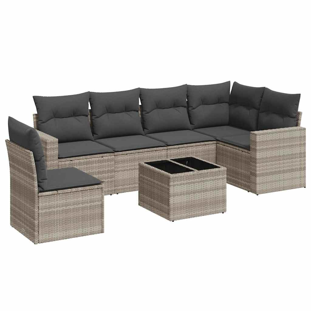 7-dijelni set vrtnih sofa svjetlosivi od poliratana