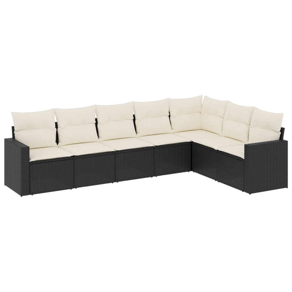 7-dijelni set vrtnih sofa od poliratana s jastucima crni
