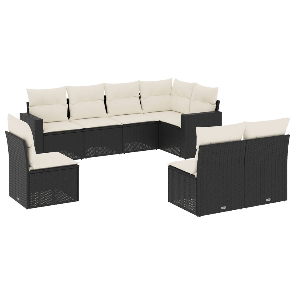 8-dijelni set vrtnih sofa od poliratana s jastucima crni