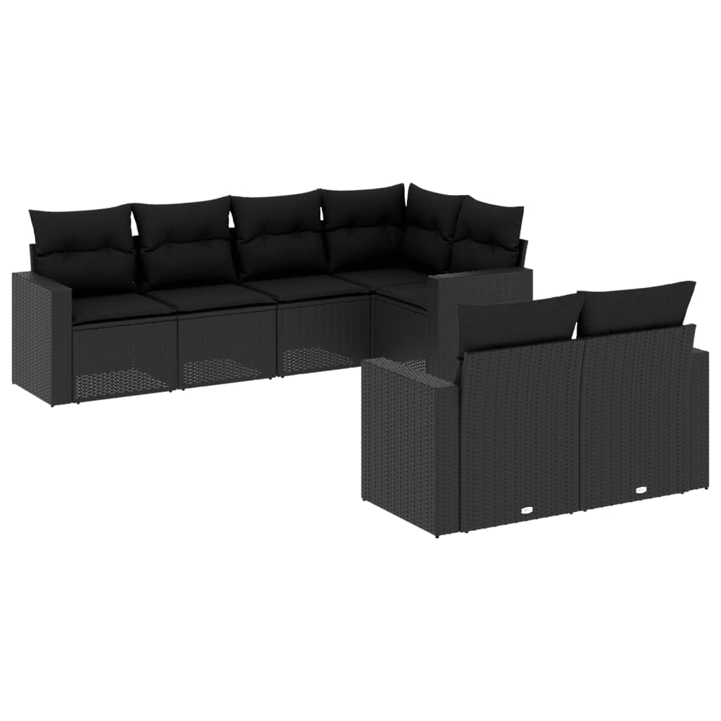 7-dijelni set vrtnih sofa od poliratana s jastucima crni