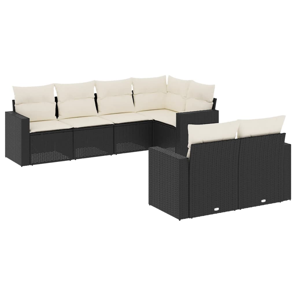 7-dijelni set vrtnih sofa od poliratana s jastucima crni