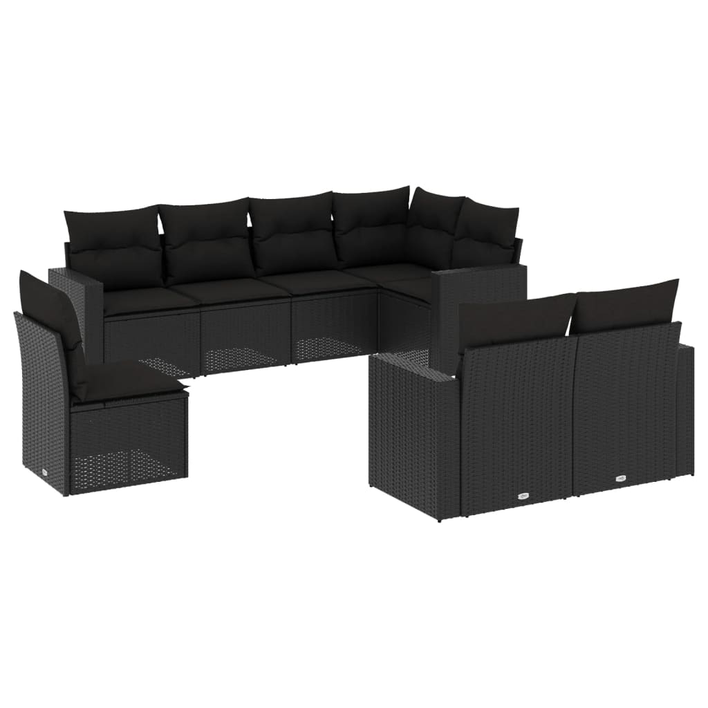 8-dijelni set vrtnih sofa od poliratana s jastucima crni