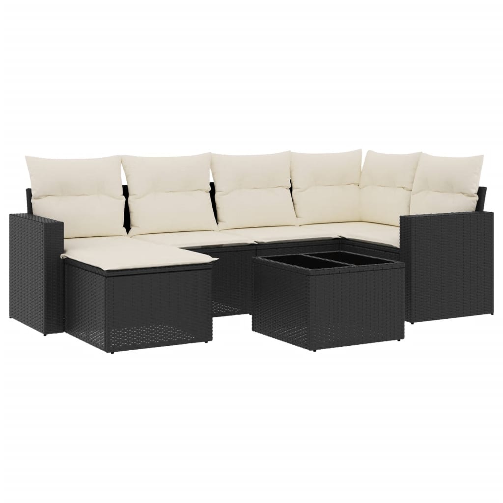 7-dijelni set vrtnih sofa od poliratana s jastucima crni