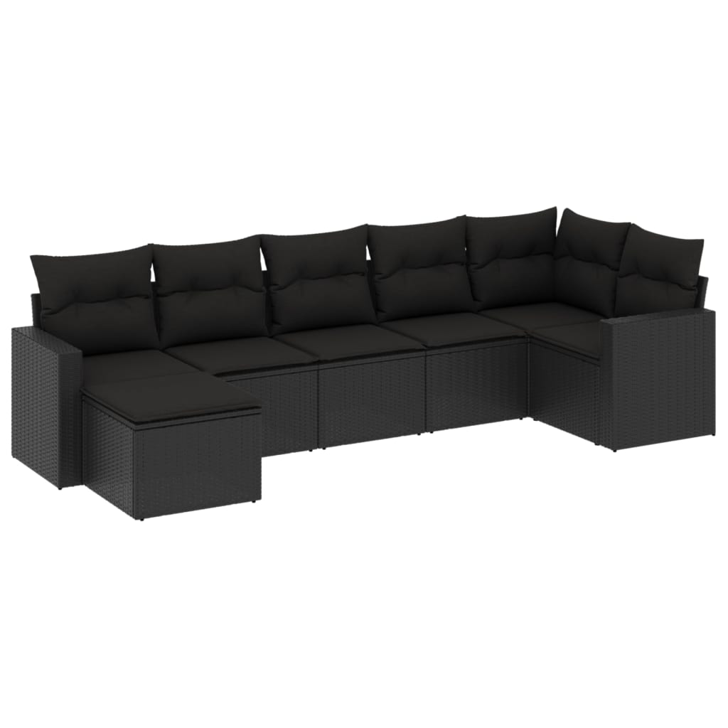 7-dijelni set vrtnih sofa od poliratana s jastucima crni