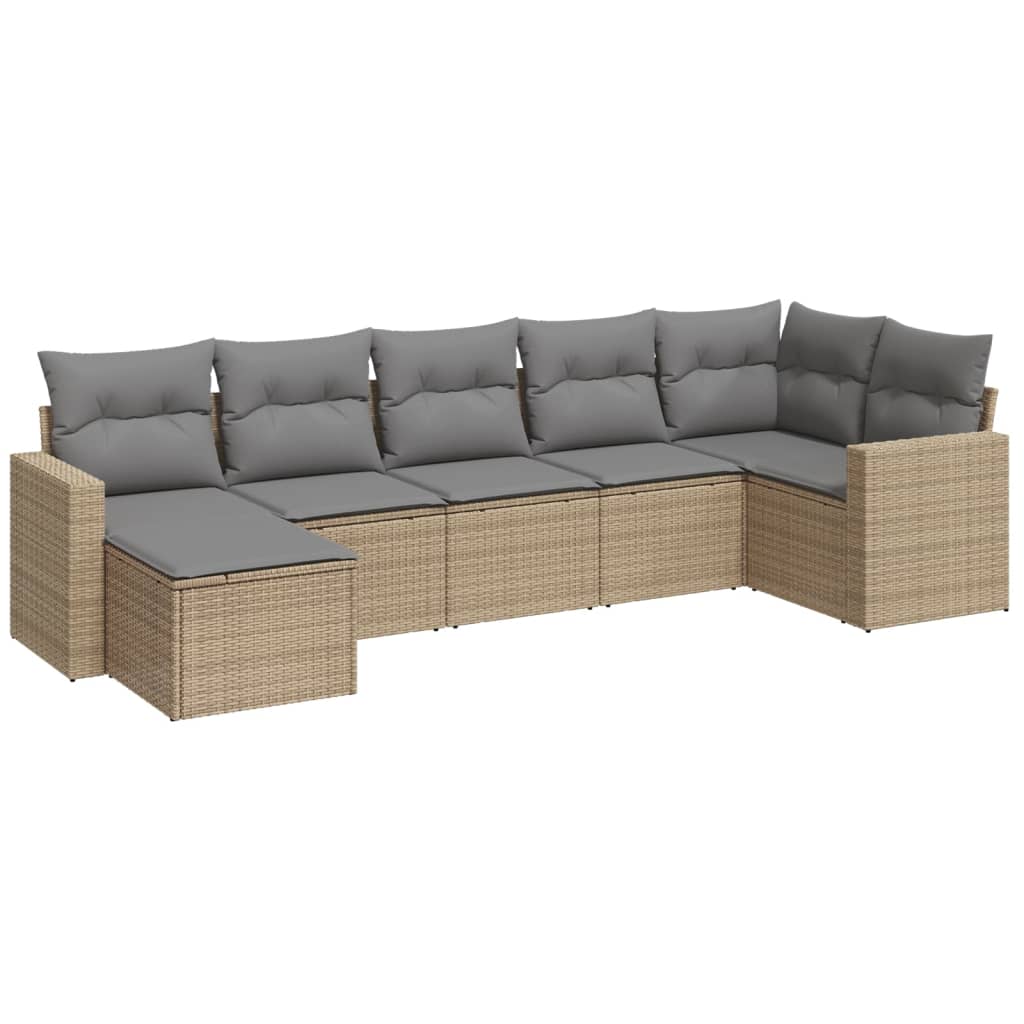 7-dijelni set vrtnih sofa od poliratana s jastucima bež
