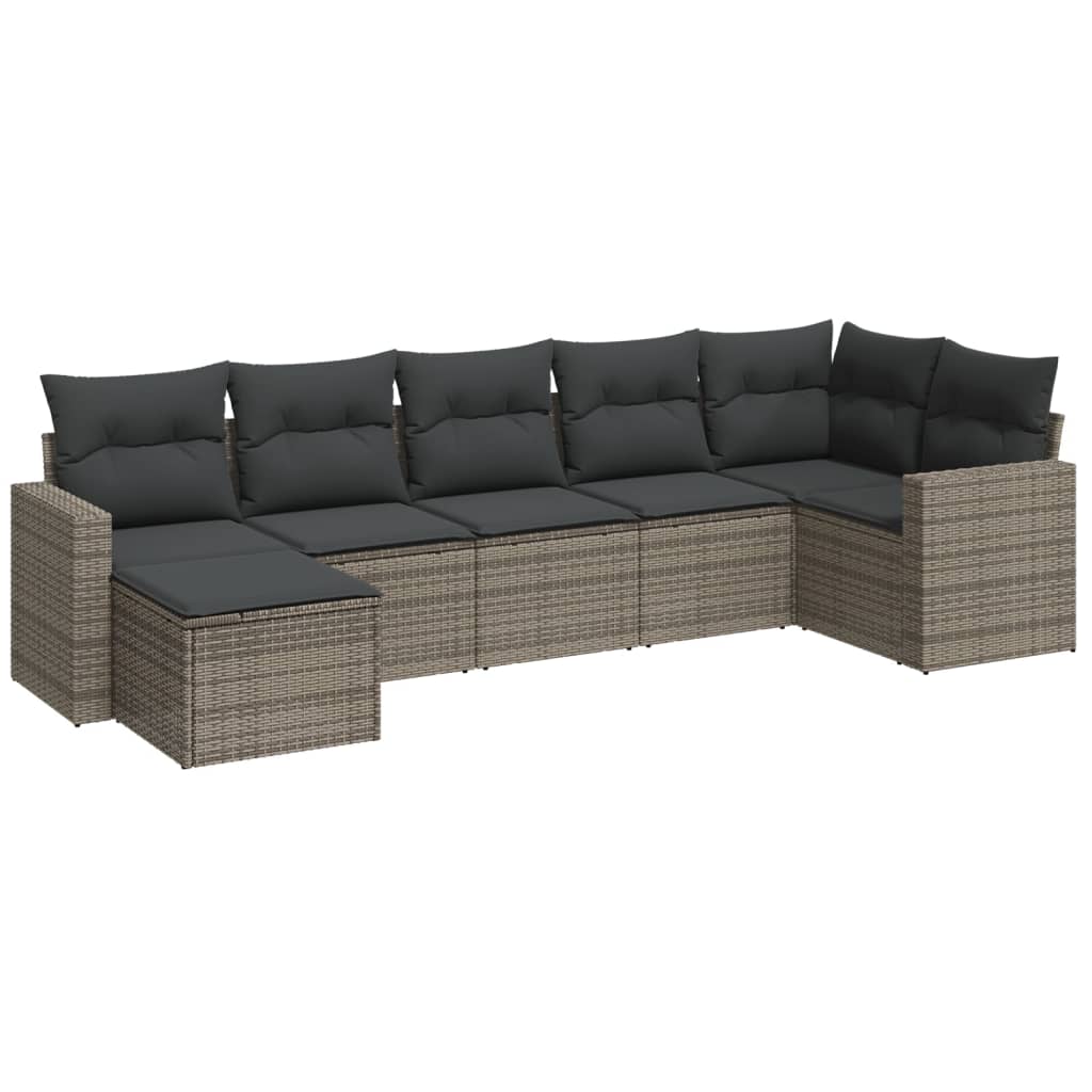 7-dijelni set vrtnih sofa sivi od poliratana