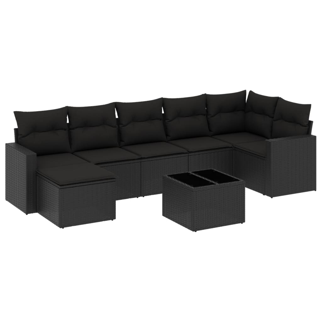 8-dijelni set vrtnih sofa od poliratana s jastucima crni