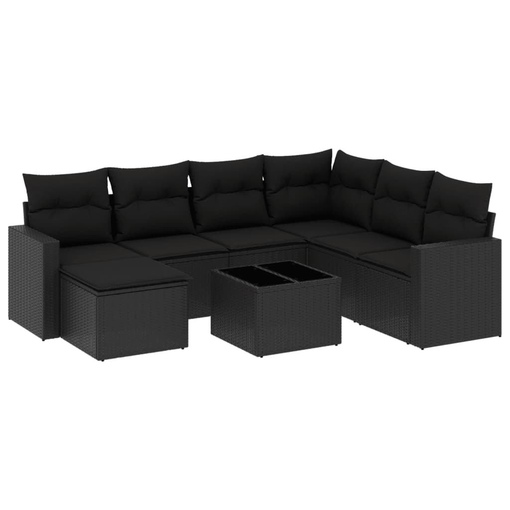 8-dijelni set vrtnih sofa od poliratana s jastucima crni