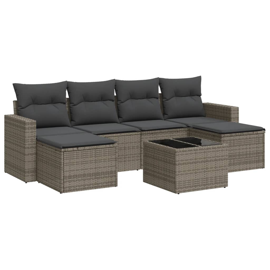 7-dijelni set vrtnih sofa sivi od poliratana