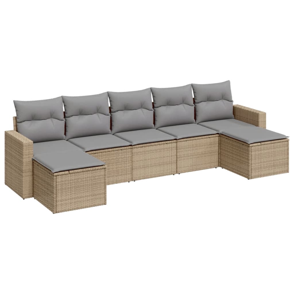 7-dijelni set vrtnih sofa od poliratana s jastucima bež