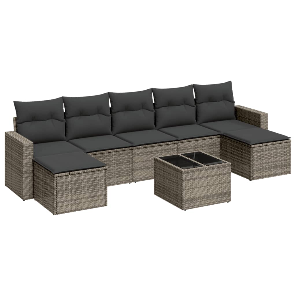 8-dijelni set vrtnih sofa od poliratana s jastucima sivi