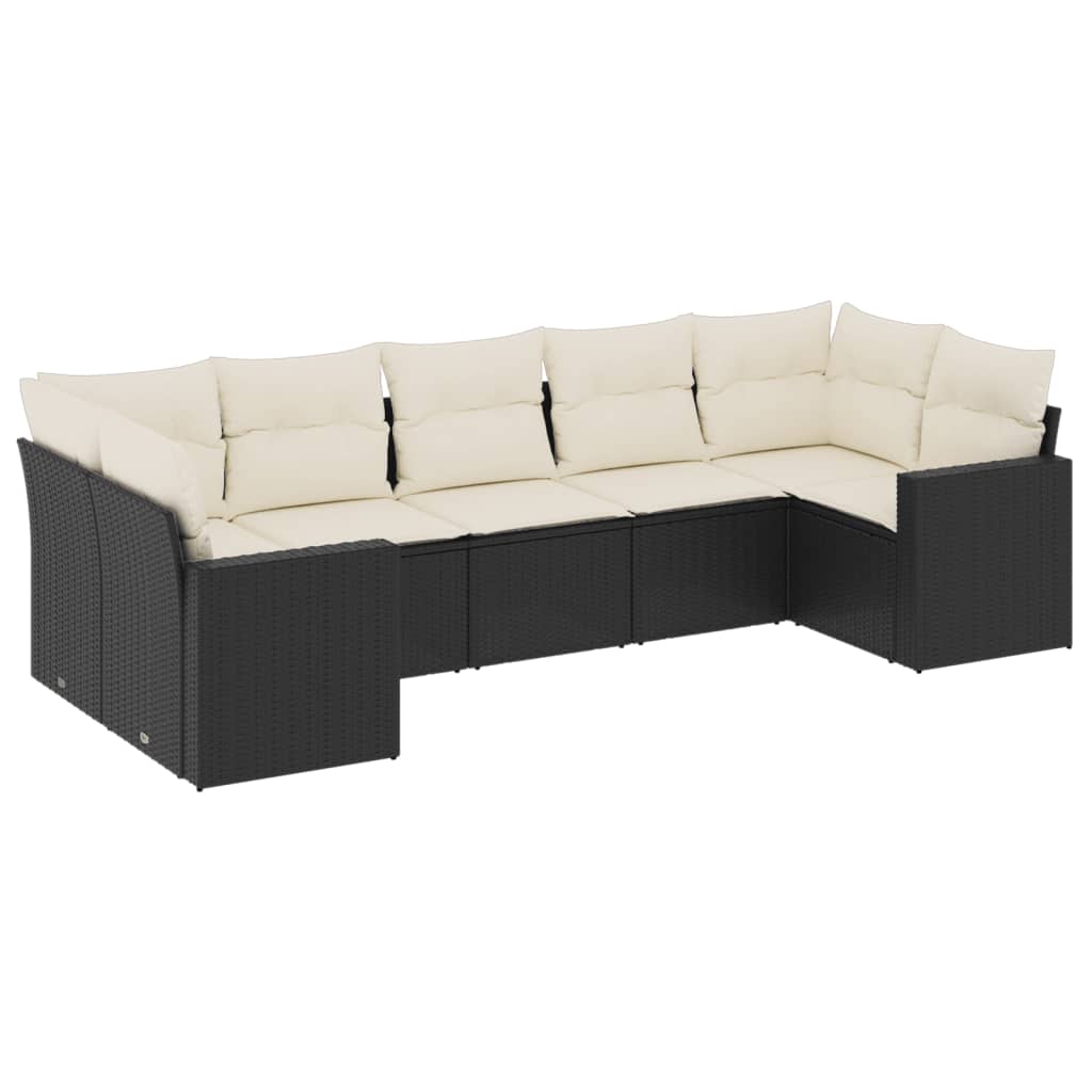 7-dijelni set vrtnih sofa od poliratana s jastucima crni