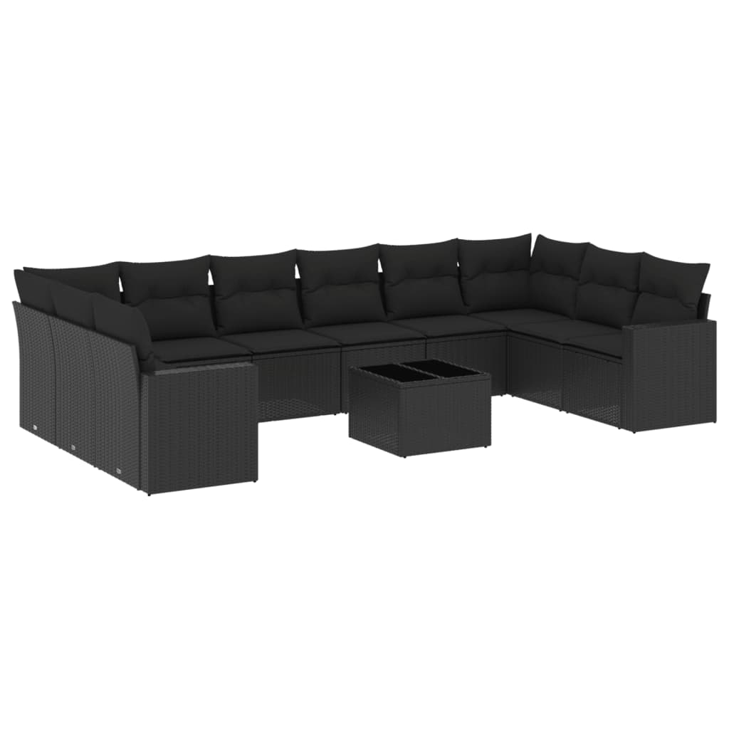 11-dijelni set vrtnih sofa od poliratana s jastucima smeđi