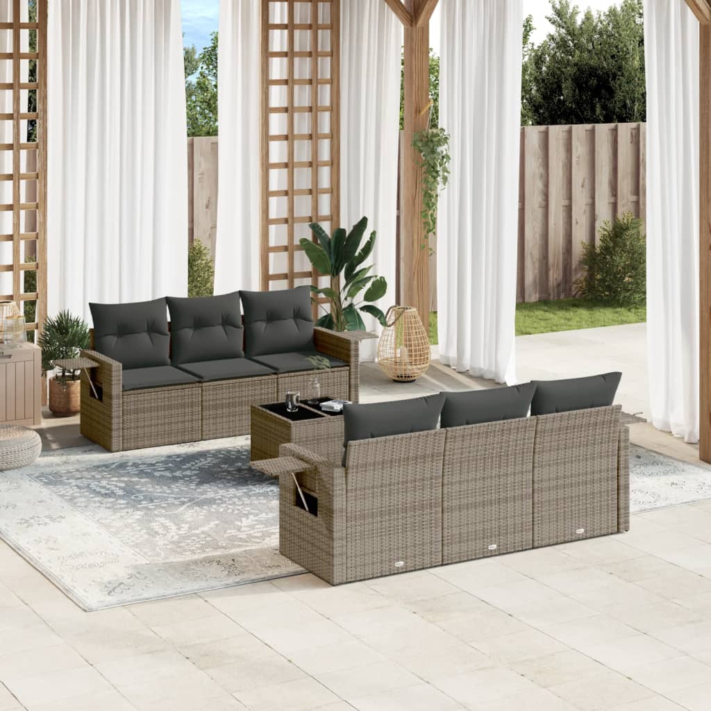 7-dijelni set vrtnih sofa sivi od poliratana