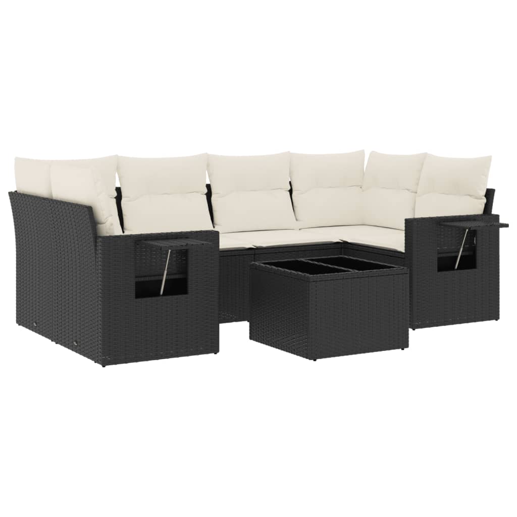 7-dijelni set vrtnih sofa od poliratana s jastucima crni