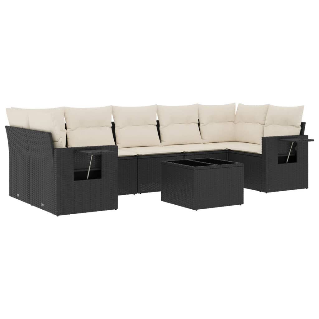 8-dijelni set vrtnih sofa od poliratana s jastucima crni