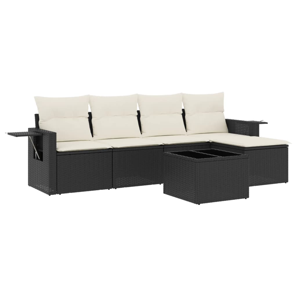 6-dijelni set vrtnih sofa s jastucima crni od poliratana