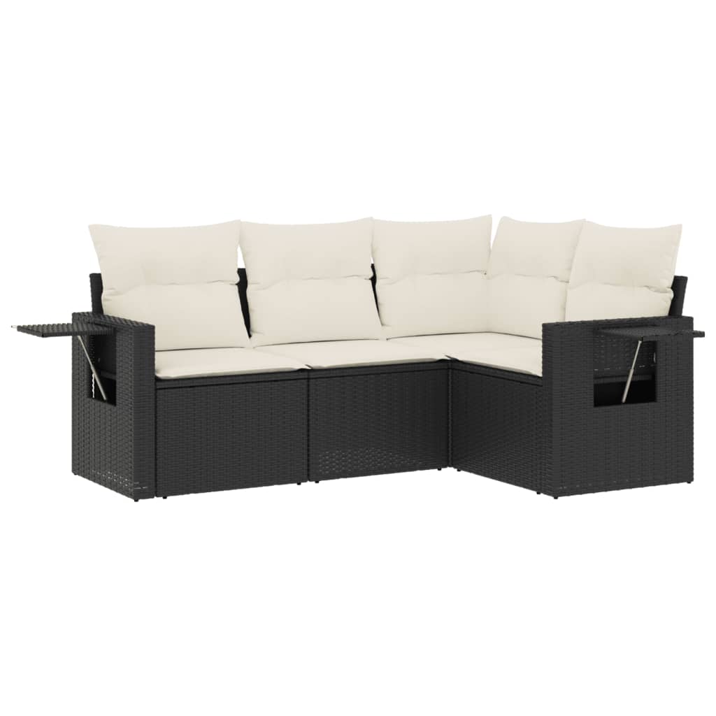 4-dijelni set vrtnih sofa od poliratana s jastucima crni