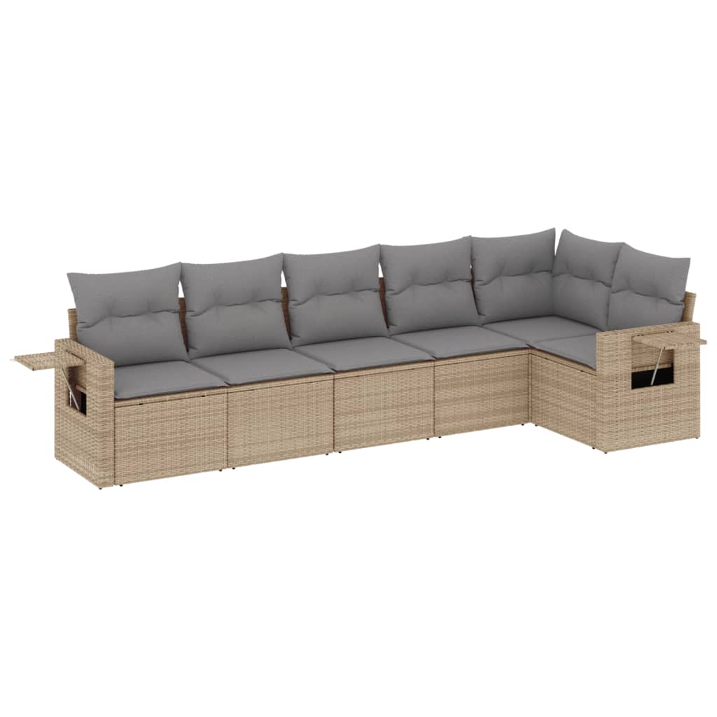 6-dijelni set vrtnih sofa s jastucima bež od poliratana