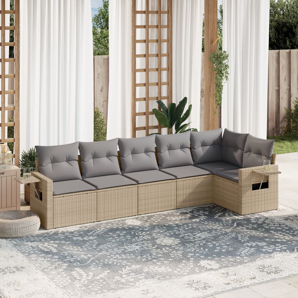 6-dijelni set vrtnih sofa s jastucima bež od poliratana