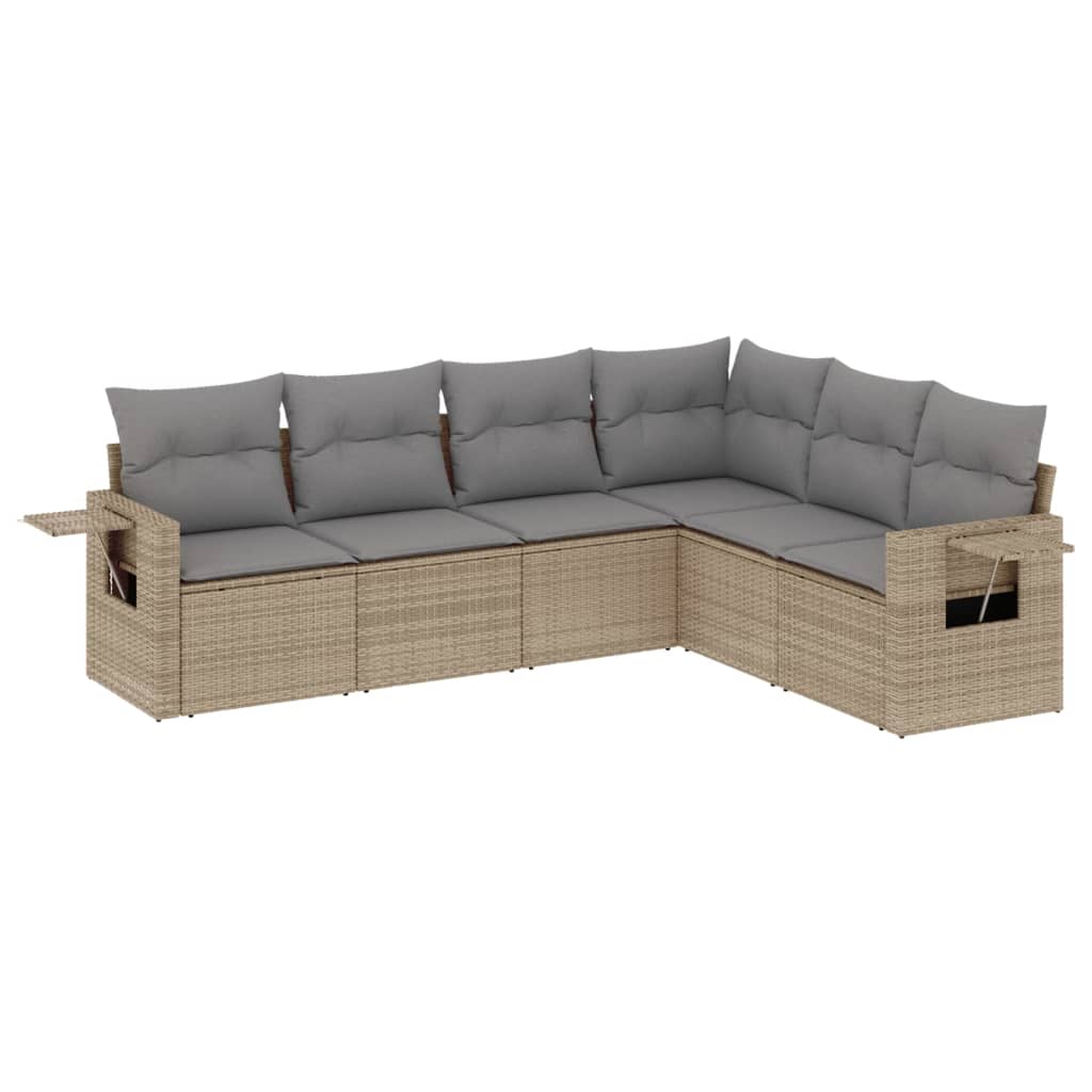 6-dijelni set vrtnih sofa s jastucima bež od poliratana 62 x 62 x 69 cm