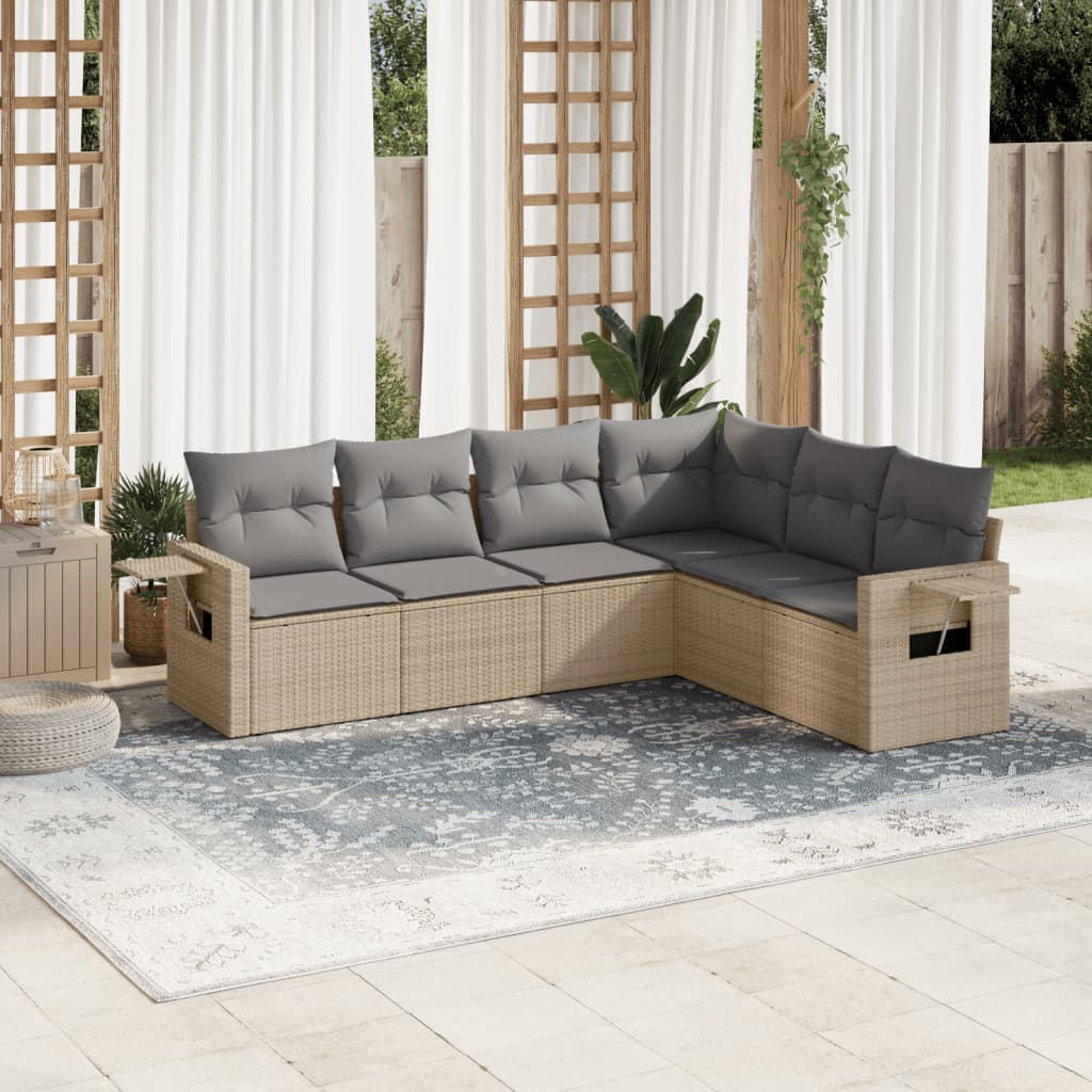 6-dijelni set vrtnih sofa s jastucima bež od poliratana 62 x 62 x 69 cm