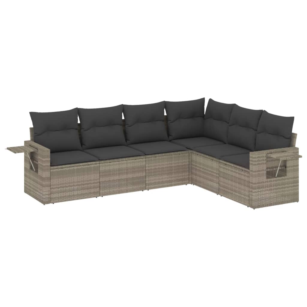 6-dijelni set vrtnih sofa od poliratana s jastucima svjetlosivi