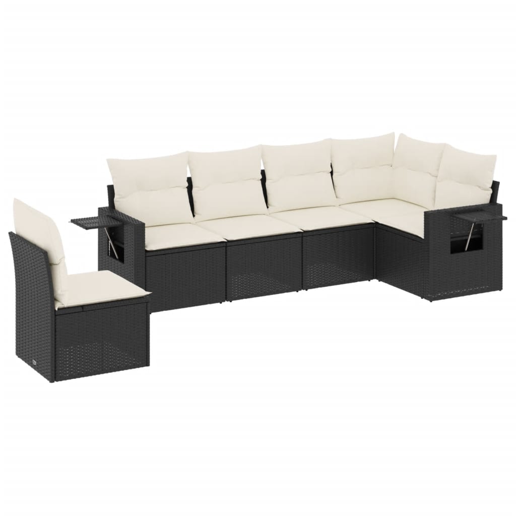 6-dijelni set vrtnih sofa s jastucima crni od poliratana