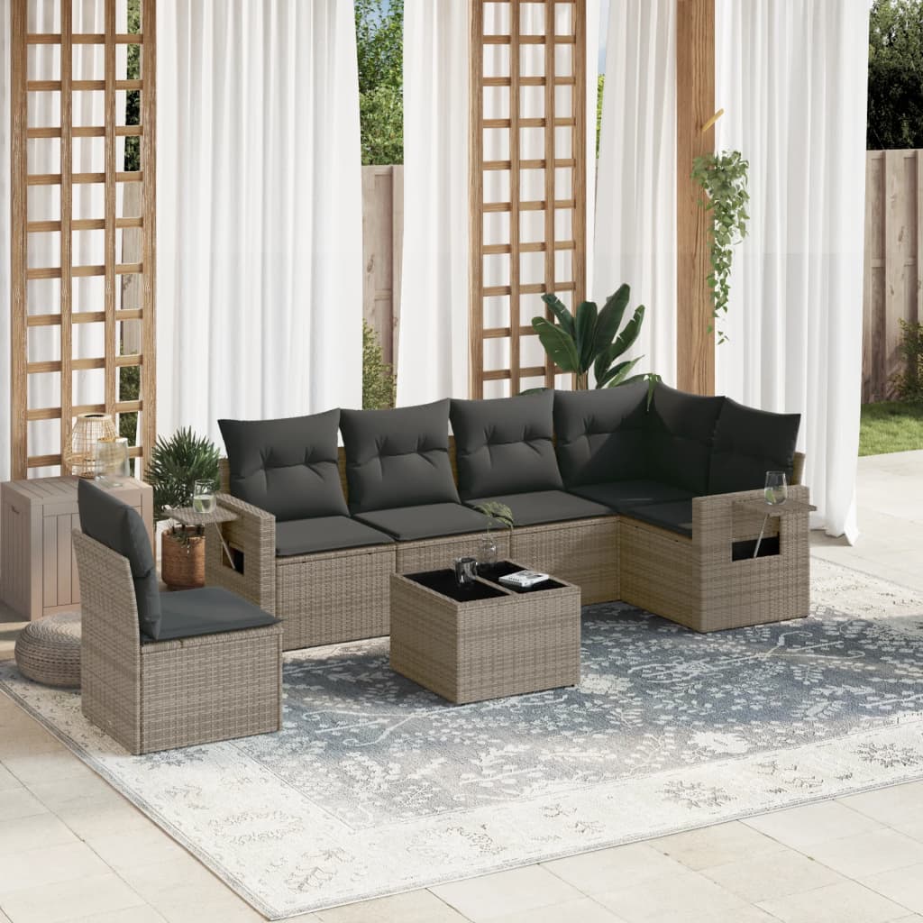 7-dijelni set vrtnih sofa sivi od poliratana