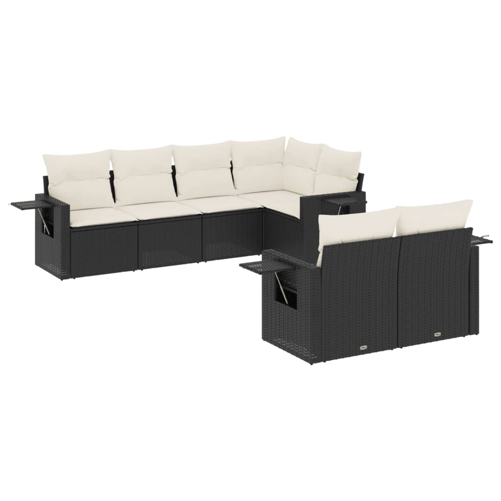 7-dijelni set vrtnih sofa od poliratana s jastucima crni