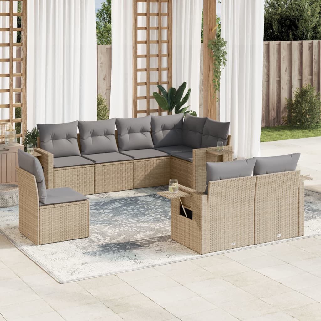 8-dijelni set vrtnih sofa od poliratana s jastucima bež