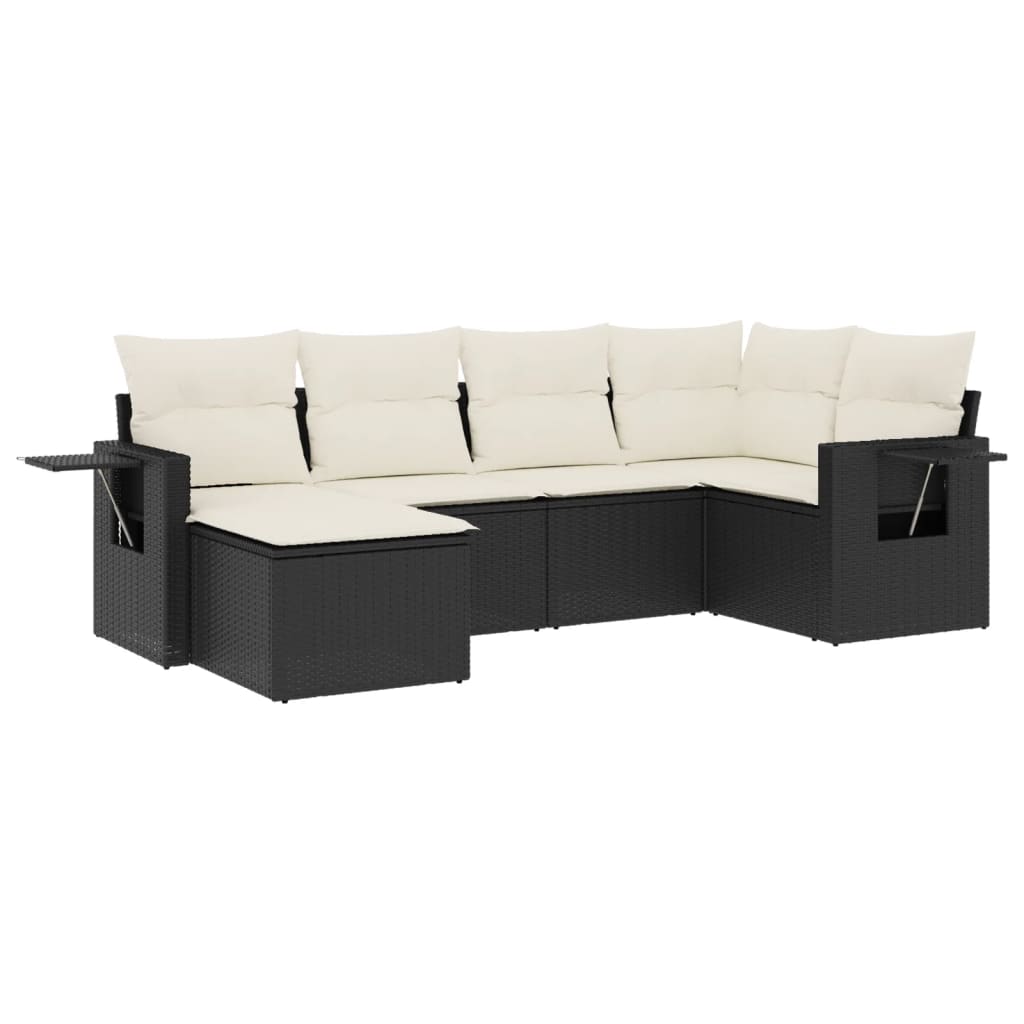 6-dijelni set vrtnih sofa s jastucima crni od poliratana