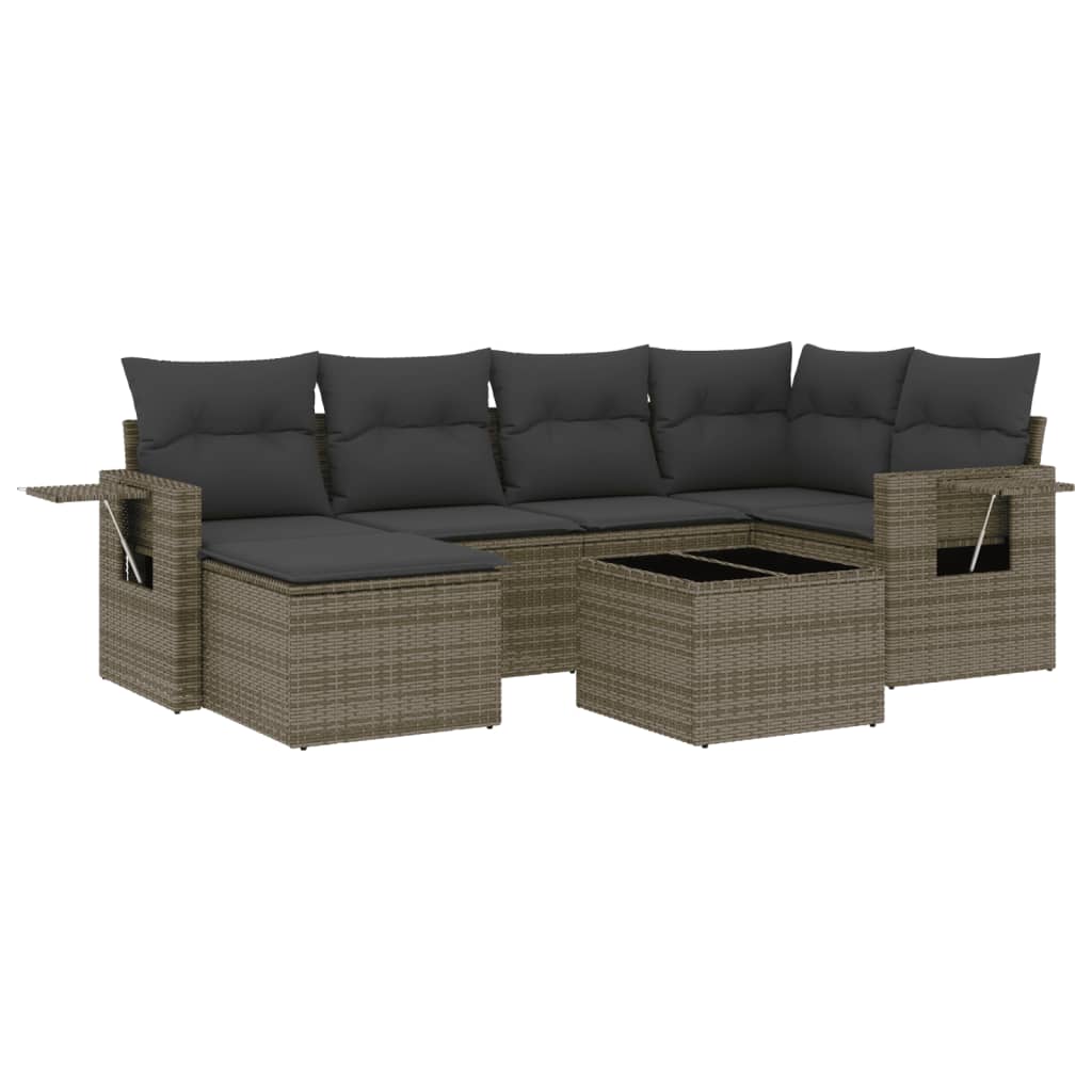 7-dijelni set vrtnih sofa sivi od poliratana