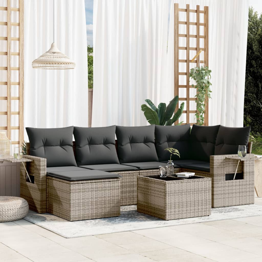 7-dijelni set vrtnih sofa sivi od poliratana