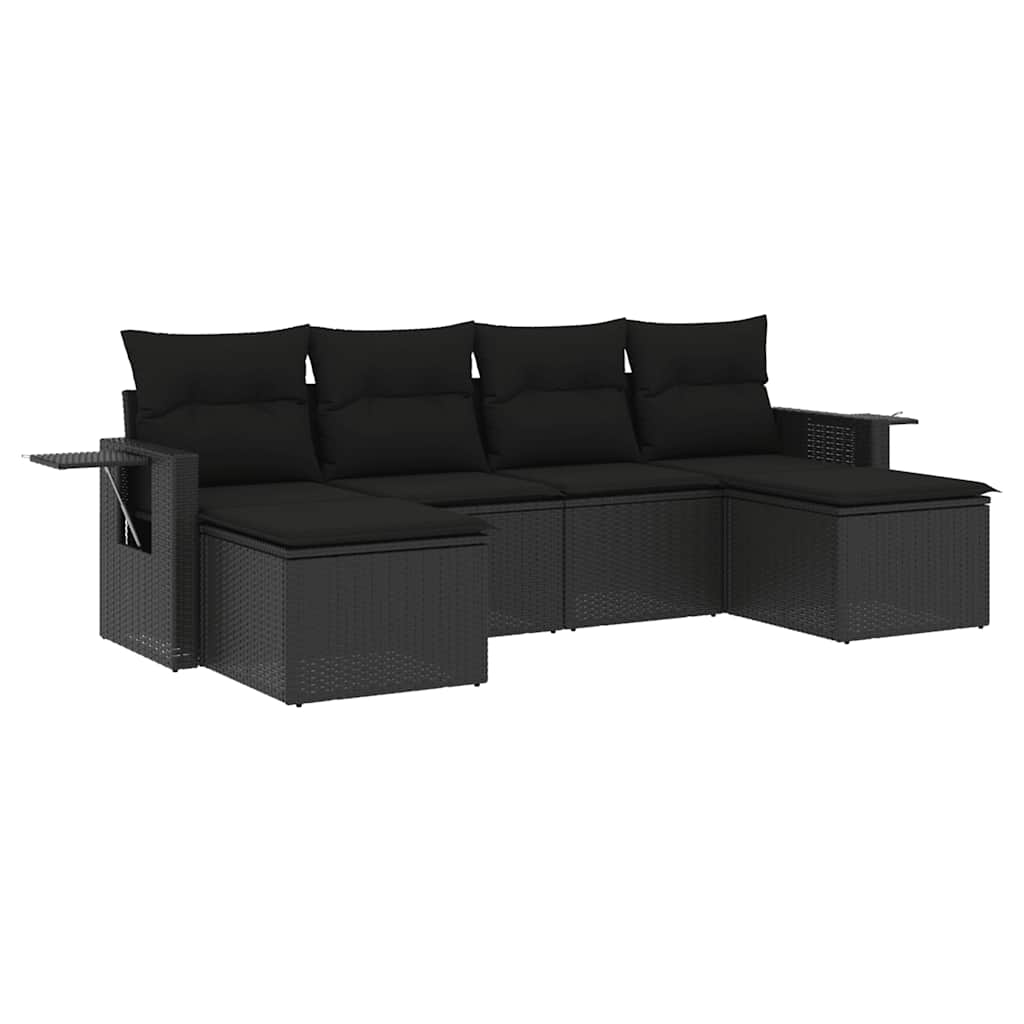 6-dijelni set vrtnih sofa s jastucima crni od poliratana