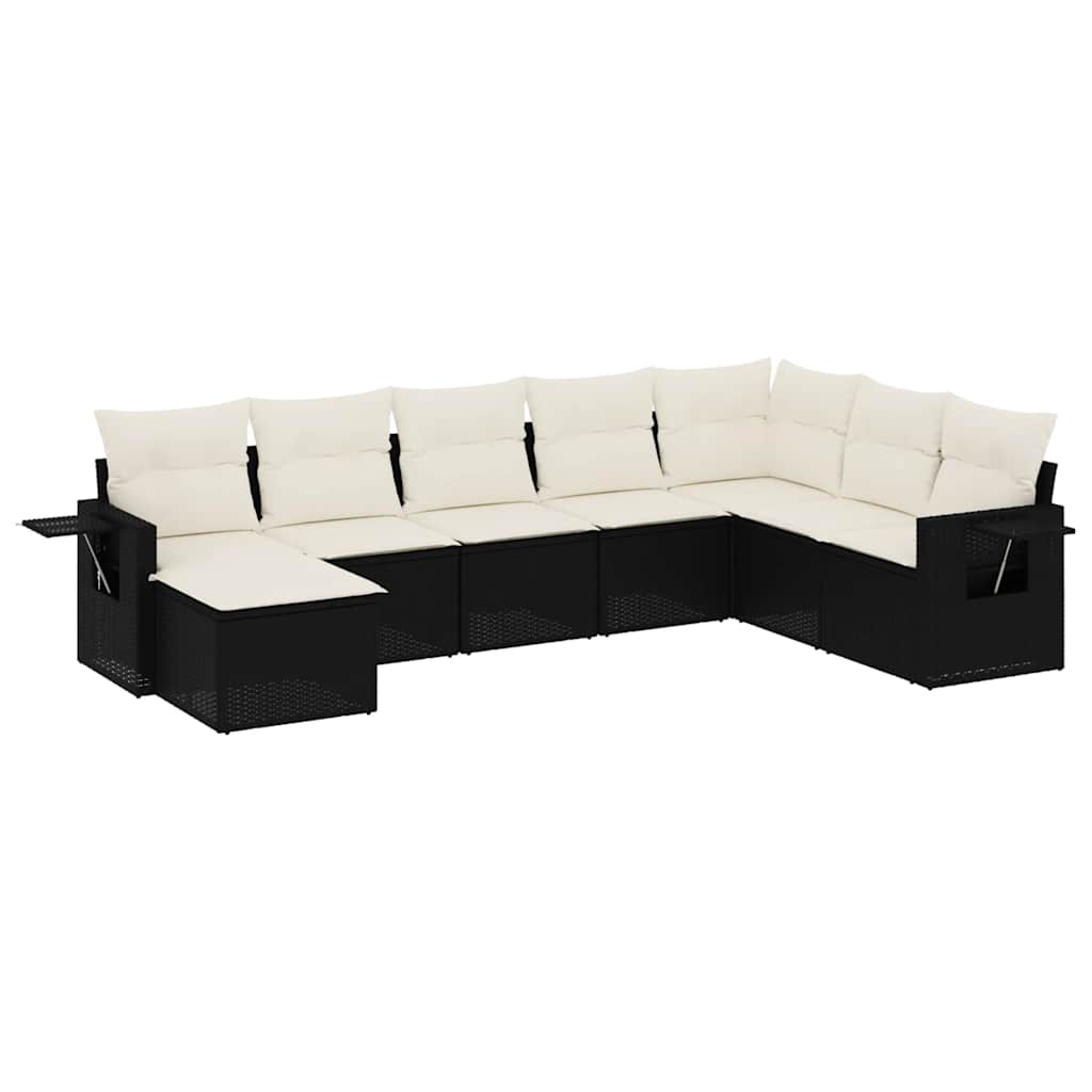 8-dijelni set vrtnih sofa od poliratana s jastucima crni
