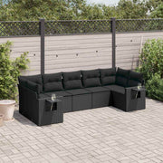 7-dijelni set vrtnih sofa od poliratana s jastucima crni