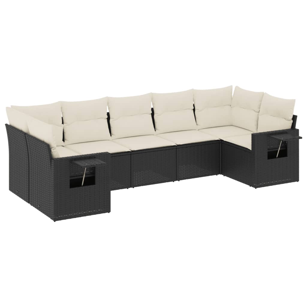 7-dijelni set vrtnih sofa od poliratana s jastucima crni