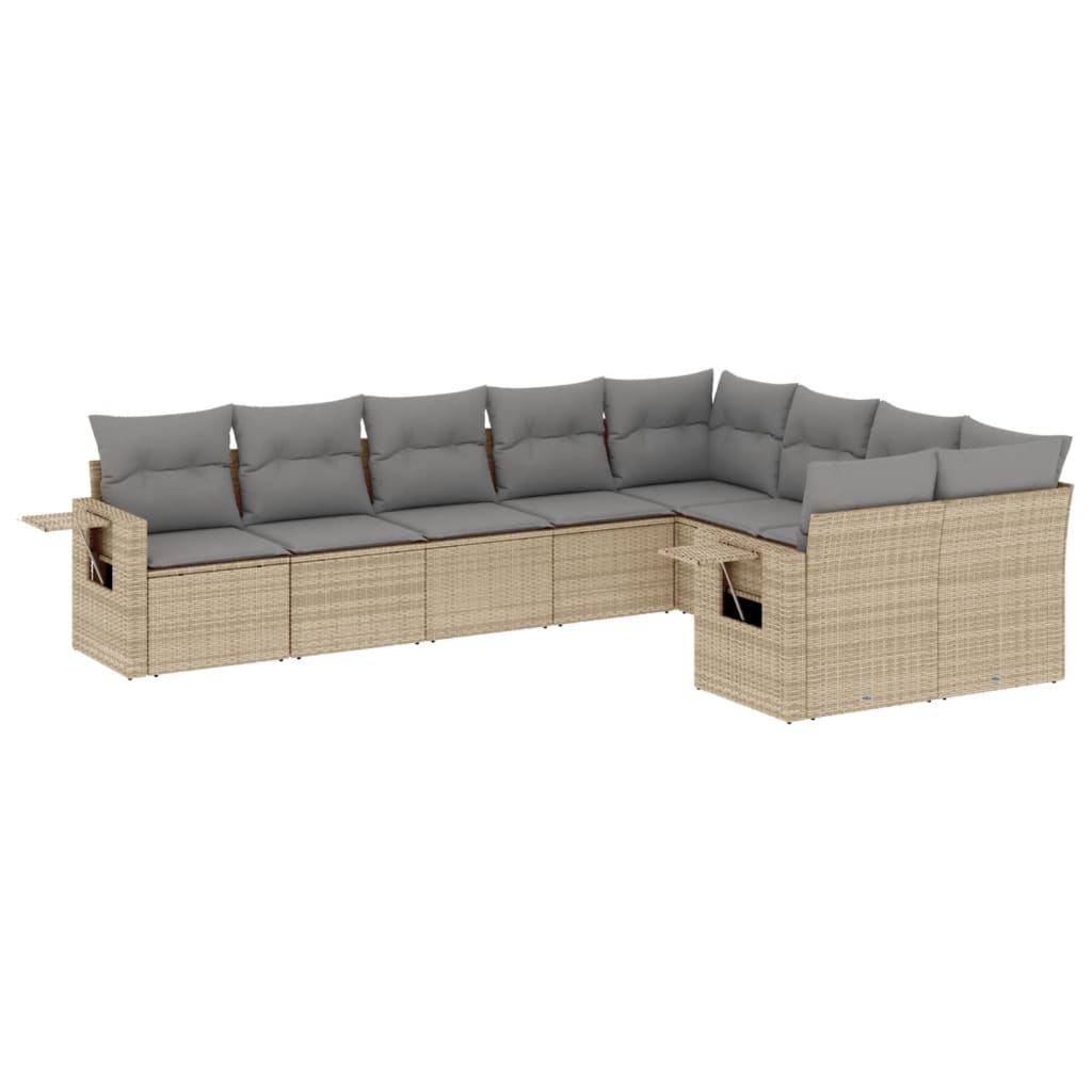 9-dijelni set vrtnih sofa s jastucima bež od poliratana