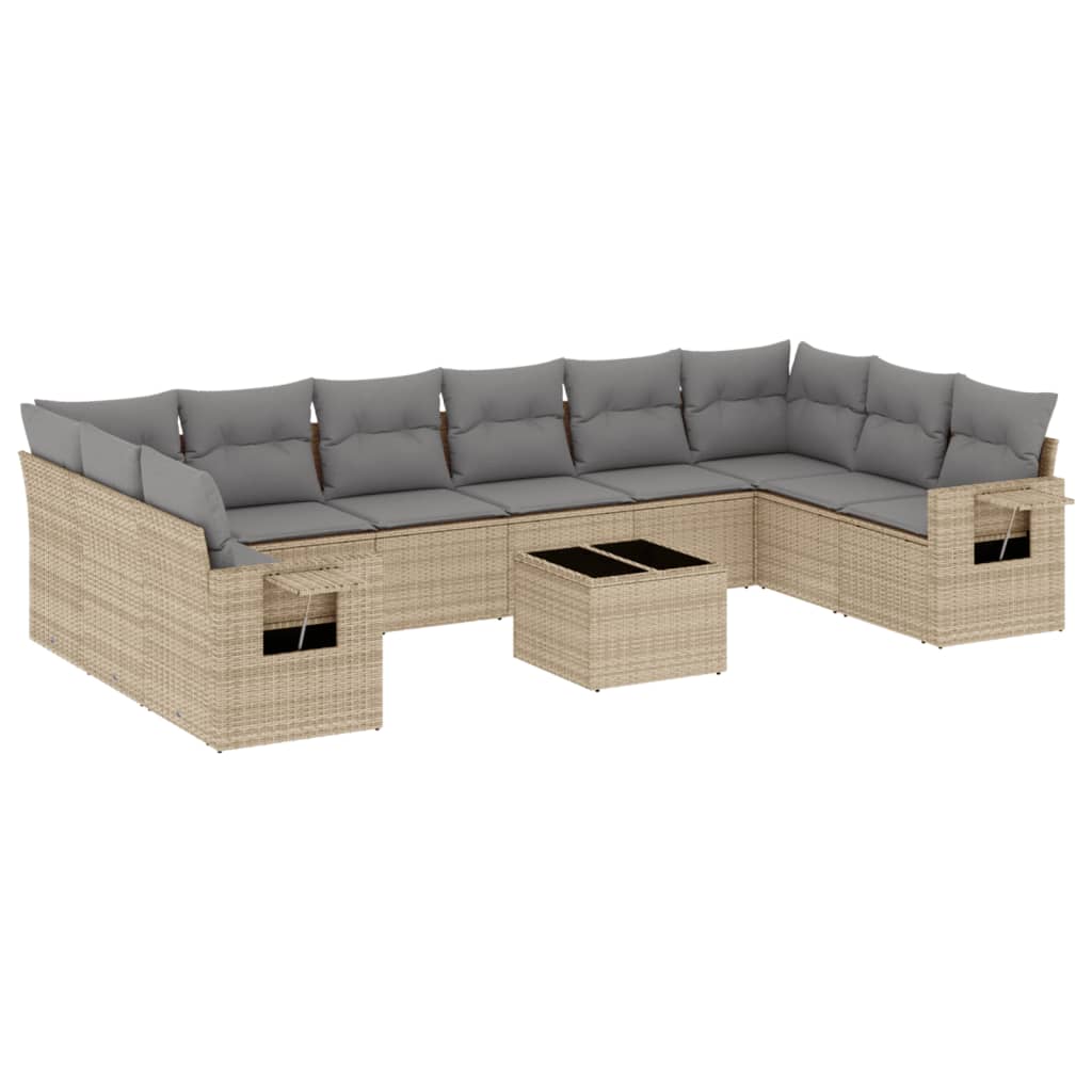 11-dijelni set vrtnih sofa od poliratana s jastucima bež
