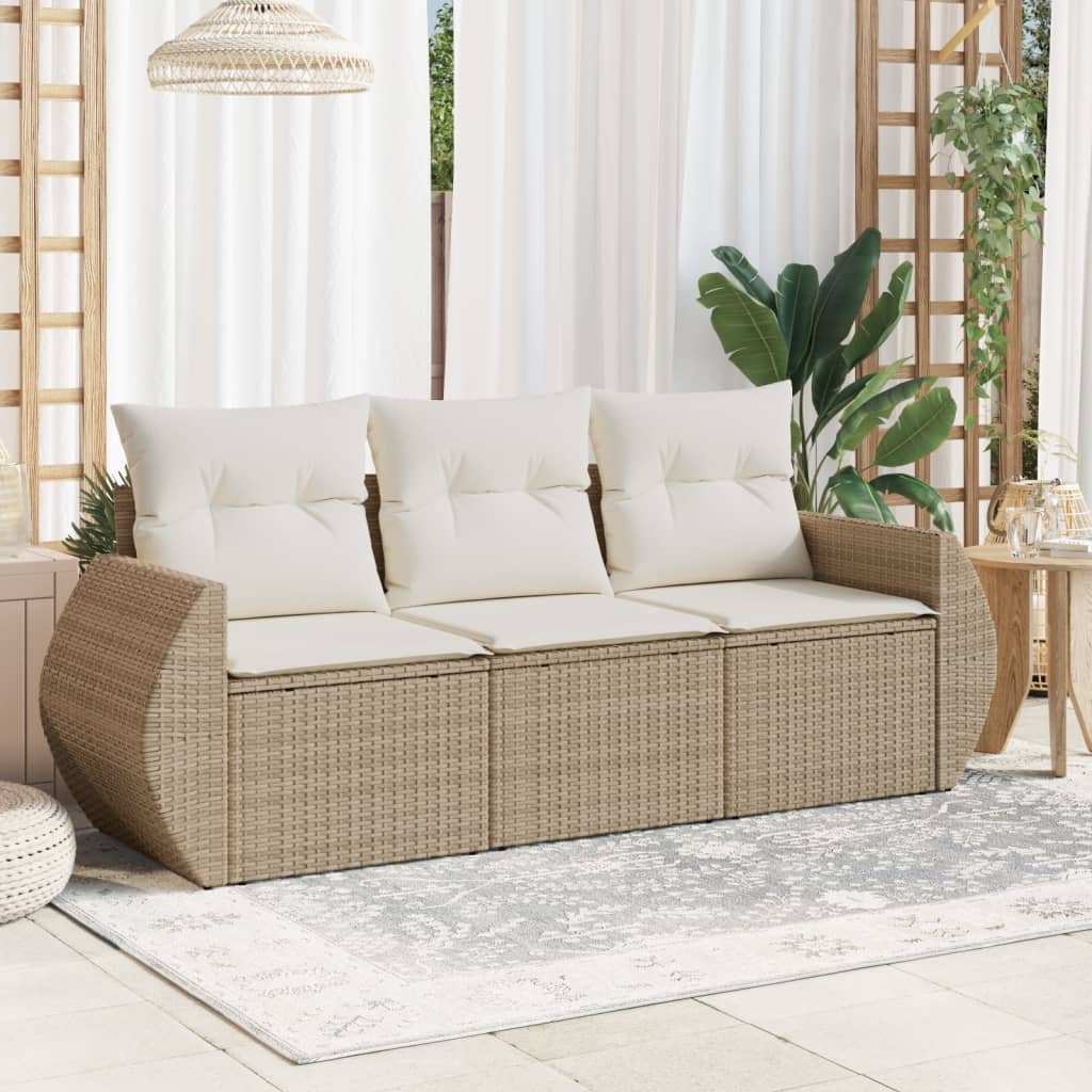 3-dijelni set vrtnih sofa od poliratana s jastucima bež