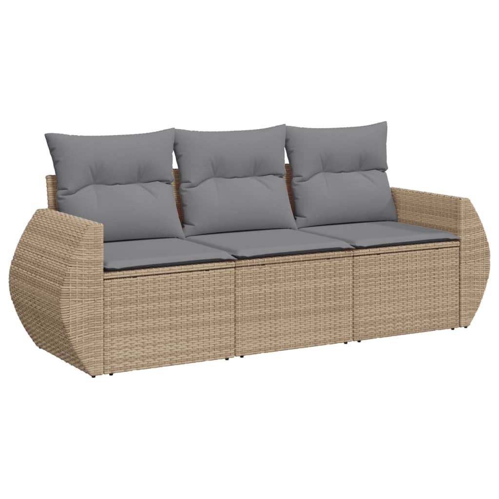 3-dijelni set vrtnih sofa od poliratana s jastucima bež