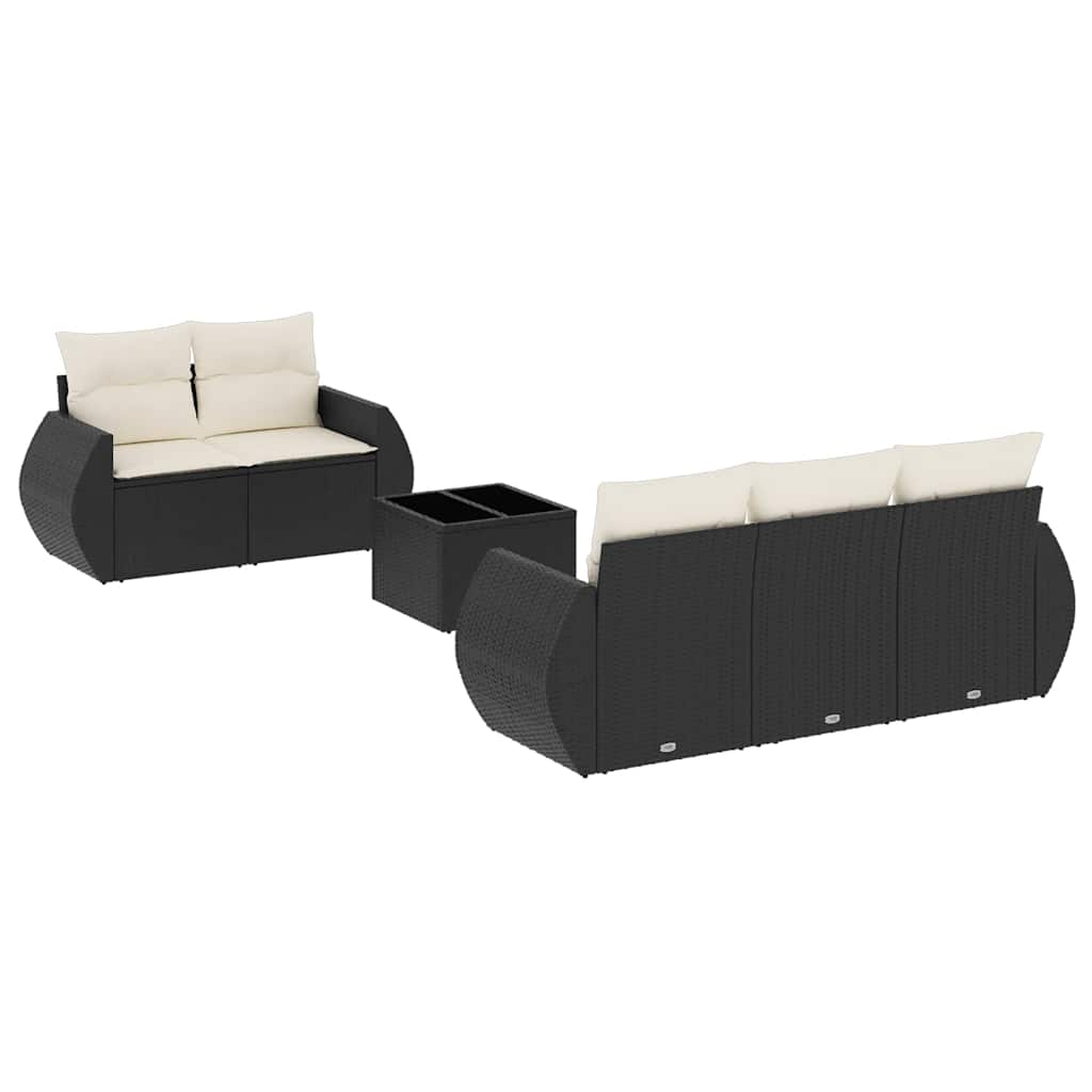 6-dijelni set vrtnih sofa s jastucima crni od poliratana