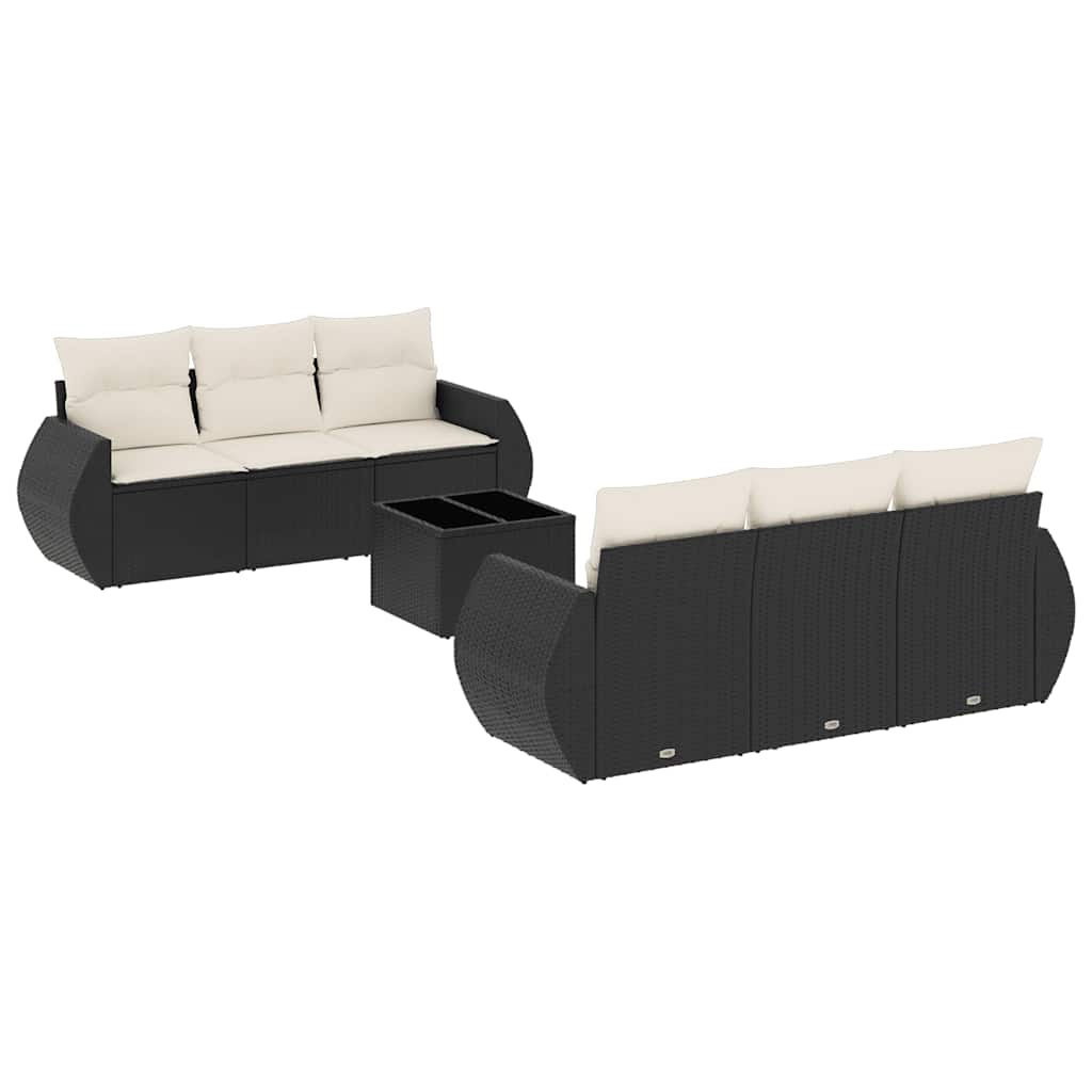 7-dijelni set vrtnih sofa od poliratana s jastucima crni